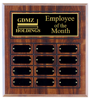 Employee of the Month Plaque | Cherry Finish Board | Holds 12 Plates