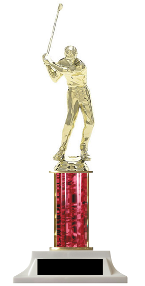 Golf Column Trophy Male Figure with Club Build-Your-Own