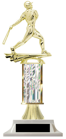 Wow! Silver Column Baseball Trophy - FREE Customization