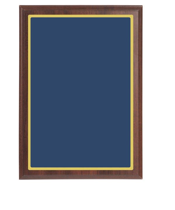 Value Wall Plaques Blue Brass Plates Cherry Finish Board