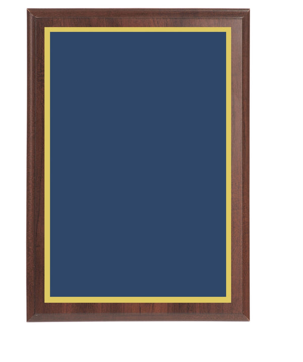 Value Wall Plaques Blue Brass Plates Cherry Finish Board
