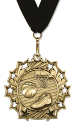 Gold Basketball Medal | Black Neck Ribbon