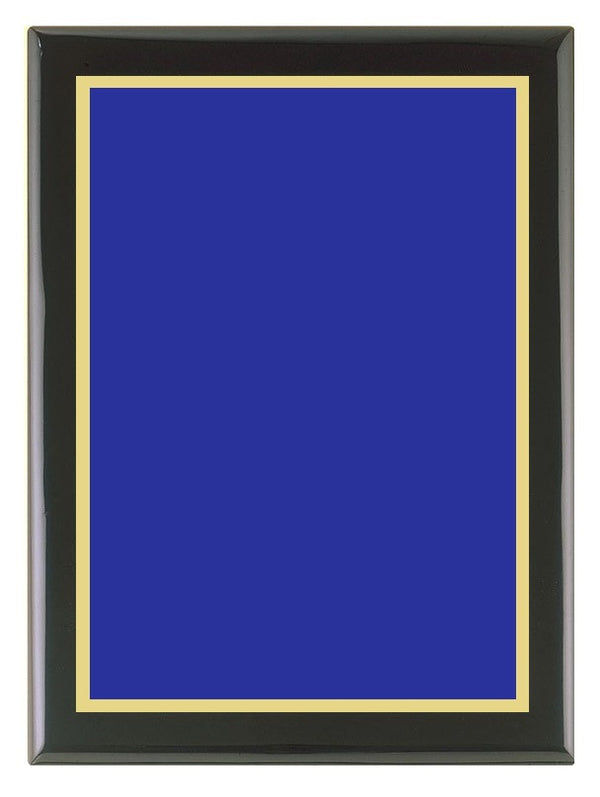 Piano Finish Plaque (Black) with Blue Brass Plate & Gold Border