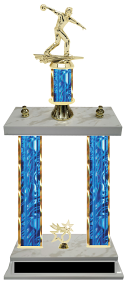 Male Bowling Double Column Tournament Trophy 8 Colors