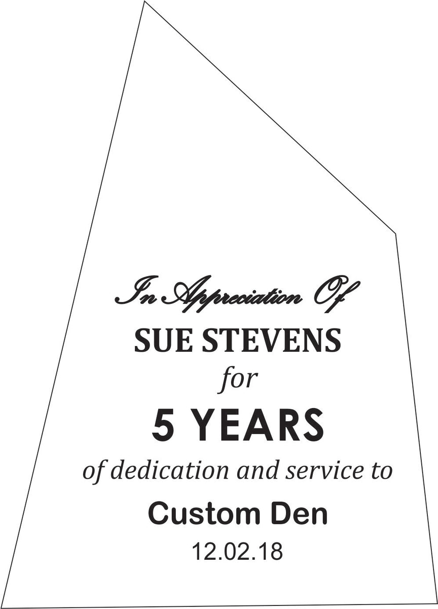 Angled Crystal Recognition Award | Custom Den