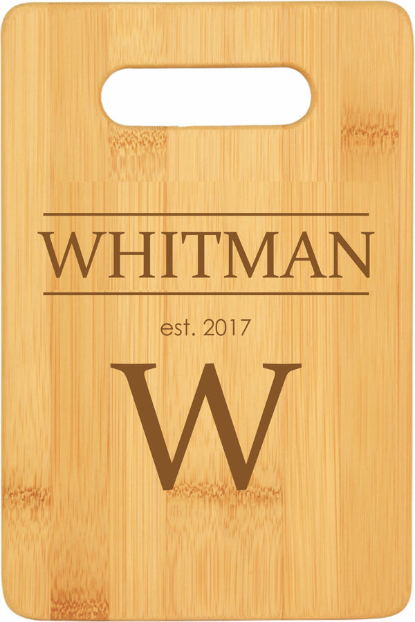 Personalized Bamboo Cutting Board Last Name Feature
