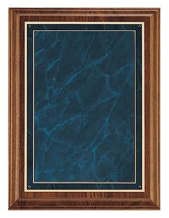 Solid American Walnut Plaque with Blue Marble & Gold Plate
