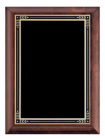 Cherry Finish Wood Plaque - Black & Gold Plate