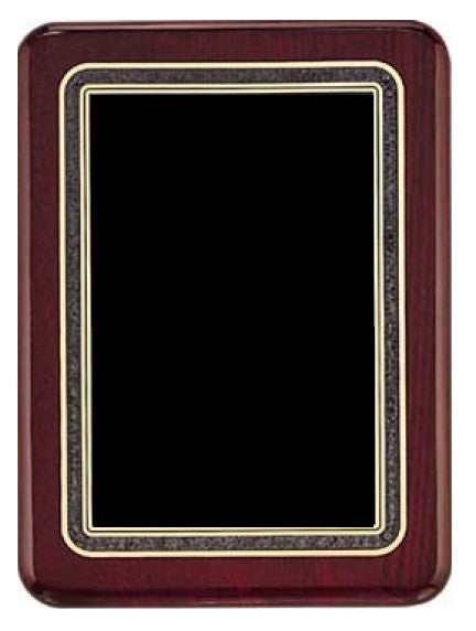 Rosewood Piano Finish Plaque with Gold, Black & Gray Plate