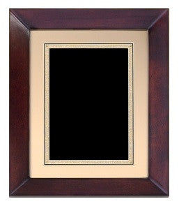 Large Cherry Finish Framed Plaque - Black & Gold Plate 12" x 15"