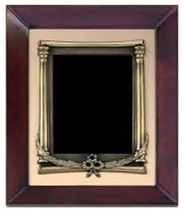 Cherry Finish Frame - Antique Bronze Finished Metal Plate Frame