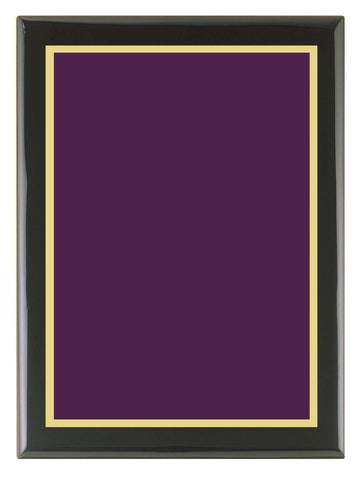 Piano Finish Plaque (Black) with Purple Brass Plate & Gold Border