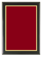 Piano Finish Plaque (Black) with Cherry Red Brass Plate & Gold Border