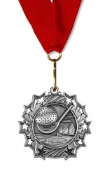 Golf Medal 2 1/4" Rising Stars in Gold, Silver, & Bronze