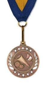 Cheerleading Medal - Galaxy Cheer Star Large Medal in Gold, Silver, & Bronze
